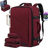 LOVEVOOK Travel Carry on Backpack, Large 40L Personal Item Travel Bag for Men & Women Flight Approved with 3 Packing Cubes, Suitcase Water Resistant Luggage Daypack Business Weekender Bag,Wine Red
