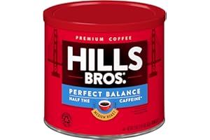 Hills Bros Perfect Balance Ground Coffee, Medium Roast,Full-Bodied Classic Rich Taste, Half the Caffeine, 23 Oz