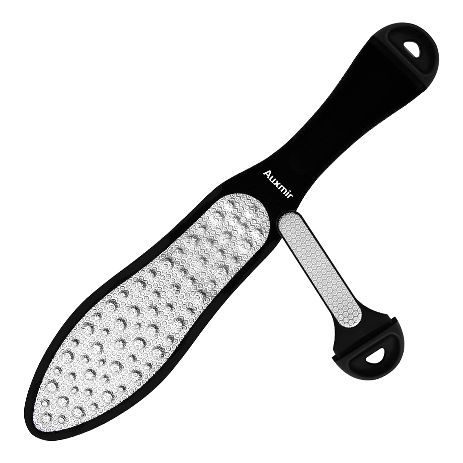 Auxmir Foot File, Stainless Steel Pedicure Tool, Professional Hard Skin Remover Set for Foot Care, 3 in 1 Double Sided Callus Rasp Files for Dry &Wet feet, Waterproof and Easy to Clean, Round