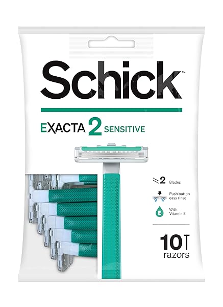 SCHICK EXACTA2 SENSITIVE DISPOSABLE RAZOR, 10 COUNT (1PACK)