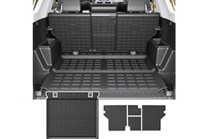 powoq Cargo Mat Compatible with 2010-2024 Toyota 4Runner Back Seat Protector Replacement for 2010-2024 Toyota 4Runner 5 Seater Accessories (Fit W/O Sliding Tray, Rear Backrest Mats+Rear Trunk Mat)