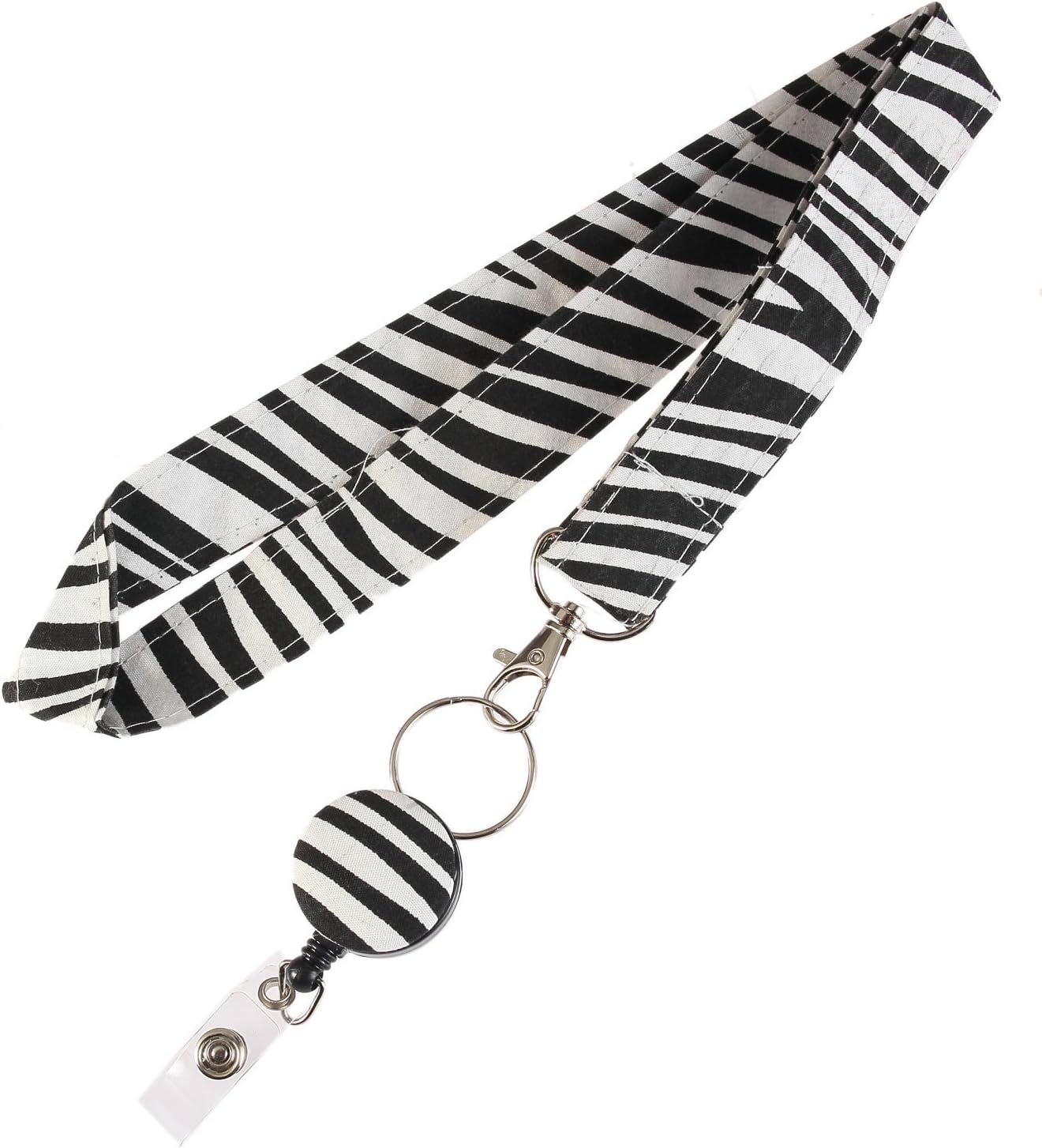 Fashion Zebra Design Cloth Strap Neck Lanyard Cute ID/Name Badge Holder+Gift Lanyard+24 inch Retractable Cord Badge Reel Clip For Teacher,Doctor,Nurse,Employee,Exhibiton