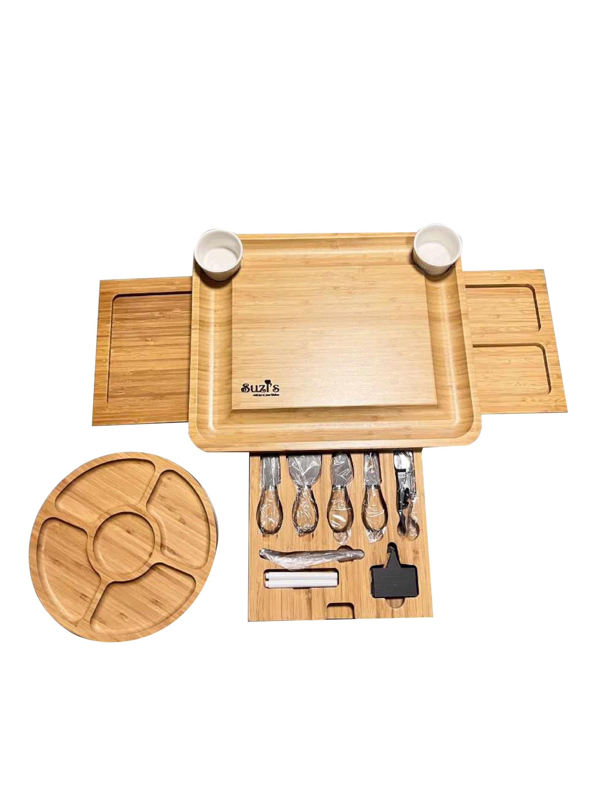 Suzi's Charcuterie Boards Gift Set, Bamboo Cheese Board Set - Exclusive ...