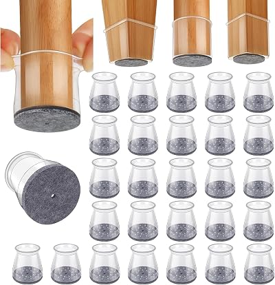 GICUNK 32Pcs Chair Leg Protectors Silicone with Felt Pads Small Fit 23-32.9mm