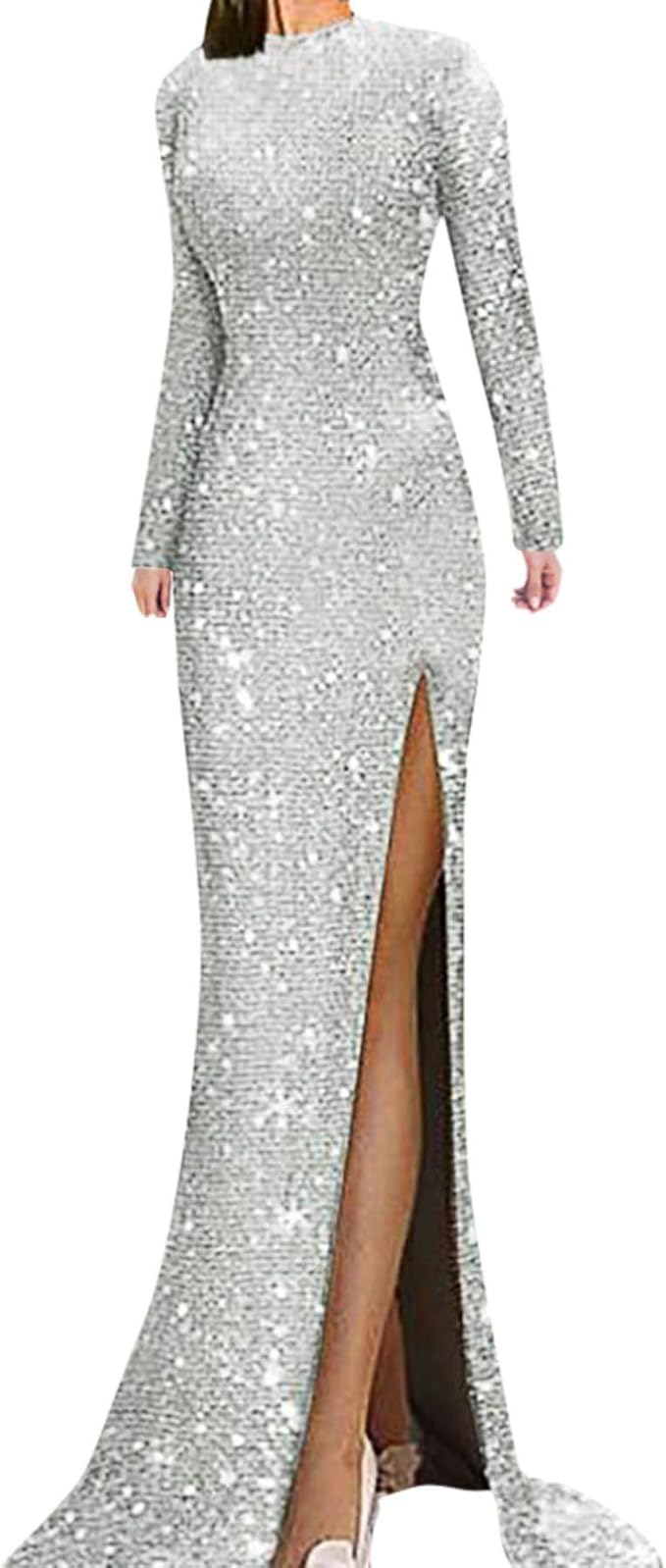 Amazon Com Party Sequin Dress Women Prom Ball Gown Maxi