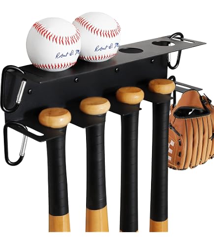Porte-batons De Baseball En Bois - Rangement Pour 10 Battes Avec étagère à Balles