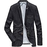 ebossy Men's Casual Slim Denim Blazer Two Button Business Suit Jacket Sport Coat