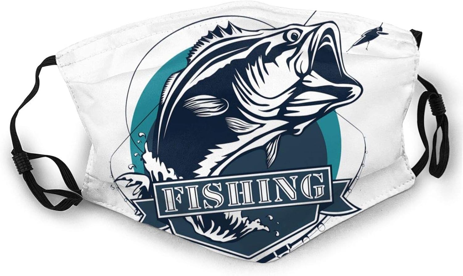 Bass FishingReusable washable face mask, windproof and dustproof, adjustable face