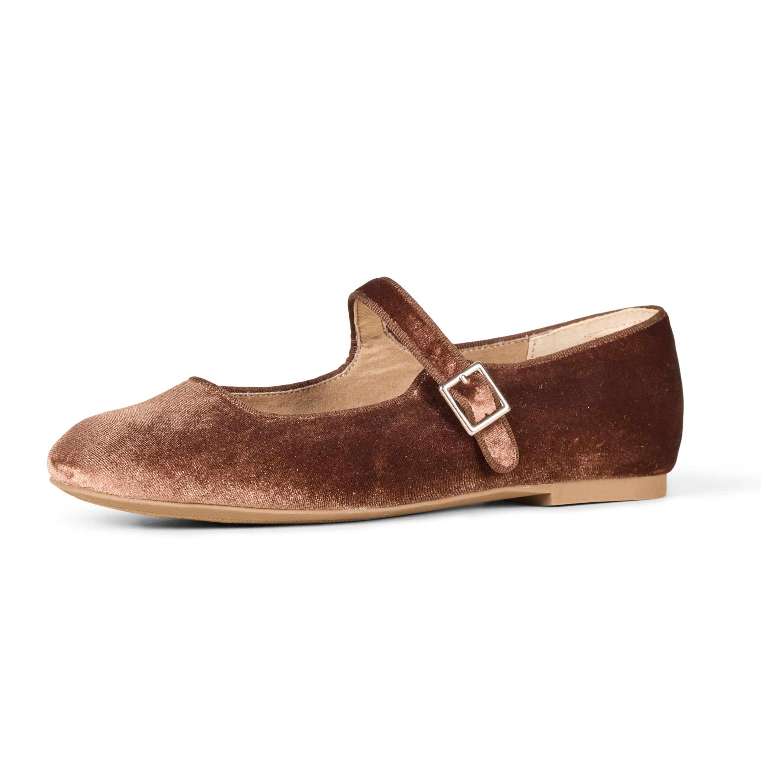 Photo 1 of Amazon Essentials Women's Mary Jane Ballet Flat, Brown Velvet, 7