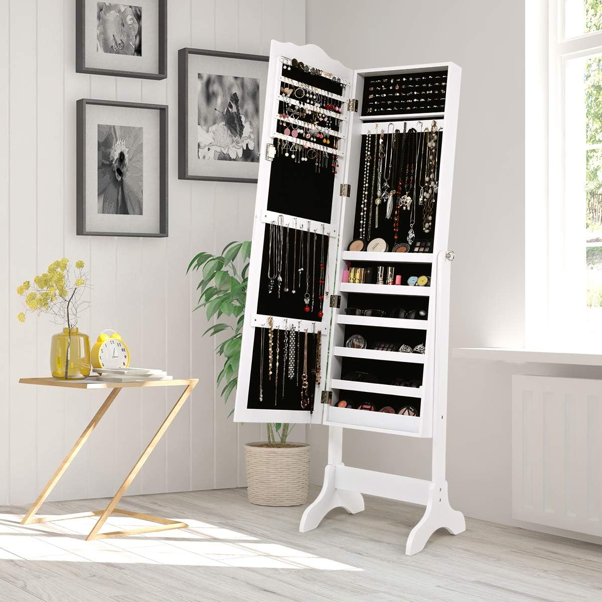 Giantex Jewelry Armoire Cabinet Jewelry Box Organizer Lockable