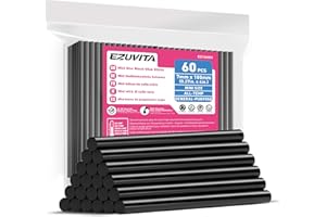 EZUVITA Mini Size Hot Glue Sticks, 0.27” Dia x 4” Long, 60-Pack Black Hot Melt Glue Gun Sticks for All-Temp Mini Glue Guns, Multipurpose for DIY Art Craft General Repairs, Festival Decorations