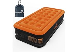 Luxchoice Inflatable Mattress with Built-in Pump Twin Camping Air Mattress Quick Inflation Deflation Blow Up Mattresses Air Bed Portable Elevated Guest Bed for Home Outdoors Hiking Travel