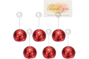 PATIKIL 2 Inch Disco Ball Place Card Holder, 6Pcs Disco Table Sign Holder Table Number Holders Name Card Stands with Clip for