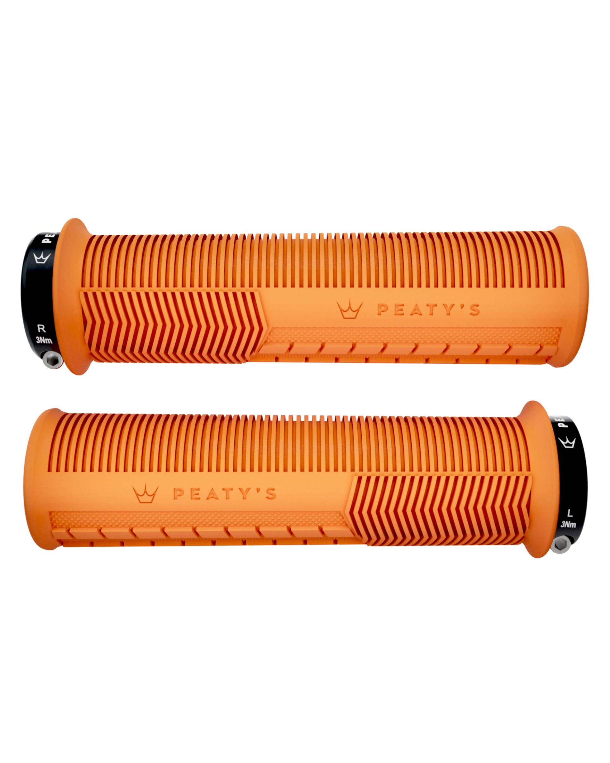 Peaty's Monarch Grips - Mushroom Texture Bike Grips, Ergonomic Handlebar Grip for Trail Comfort, Supportive Thumb Pad & Finger Bars, Durable BMX, Ebike & Mountain Bike Grip - Thick 32-34mm, Orange