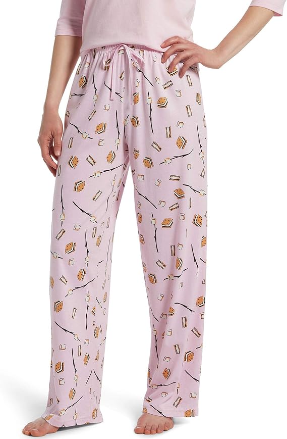 HUE Women's Pant Pajama Bottom, Pink LadySome More S'Mores, Large