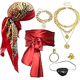 Hoypeyfiy Pirate Costume Accessories Set Women Bandana Eye Patch Belt Accessories for Pirate Dress Up Parties Role Play Halloween Christmas Night