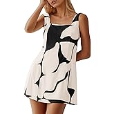 MISSACTIVER Women Sleeveless Mini Dress Print Backless Square Neck Tank Dress Boho Vacation Sundress Shift Dresses