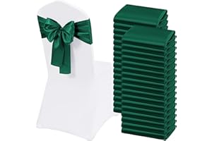 Lumaycens 120 PCS Emerald Green Satin Chair Sashes Bows Universal Chair Cover Band Back Ties Chair Bows for Wedding Party Reception Restaurant Event Decoration(7 x 78 inch)