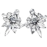 Art Deco Antique Vintage Gatsby Style Marquise Bridal Wedding Formal Rhinestone Cluster Statement Earrings