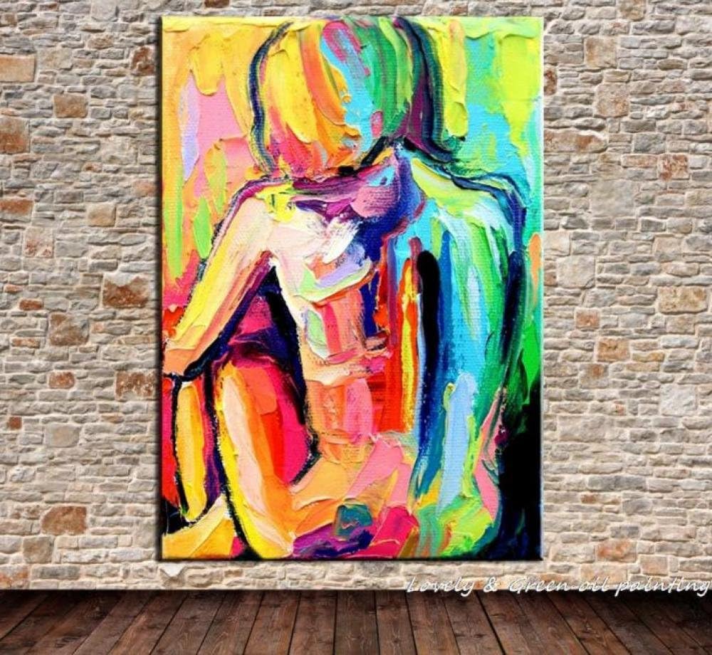 Hand Painted Palette Knife Abstract Oil Painting On Canvas Wall Painting Pictures Nude Girls For Living Room Bedroom Wall Decor ku?e kuhinja dekor (No frame)