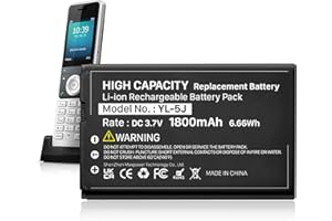 HUAENG 1800mAh YL-5J Battery Compatible with Yealink W56HB W59R W56h/p W59VR W76p W60P W77P W79P W56-BATT One Talk IP DECT 3.7V