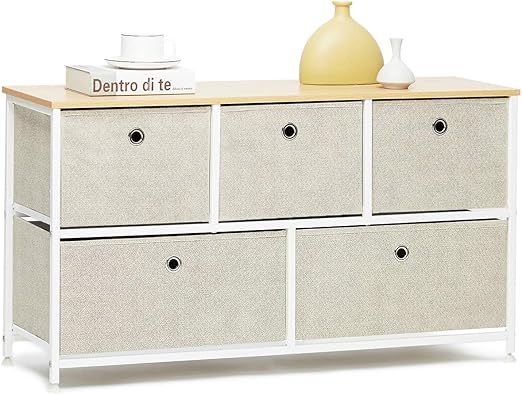 Suhu Kommode Schmal Schrank Mit 5 Schubladen Aus Stoff Tv Schrank Beistelltisch Bad Schranke Metall Fur Kuche Wohnzimmer Schlafzimmer Buro Flur Niedriger Schrank Stahl Holz Weiss Beige Amazon De Kuche Haushalt