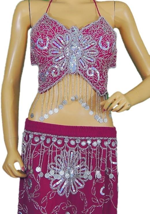 Pink Belly Dance Costume Exotic Dancer Clothing Halter