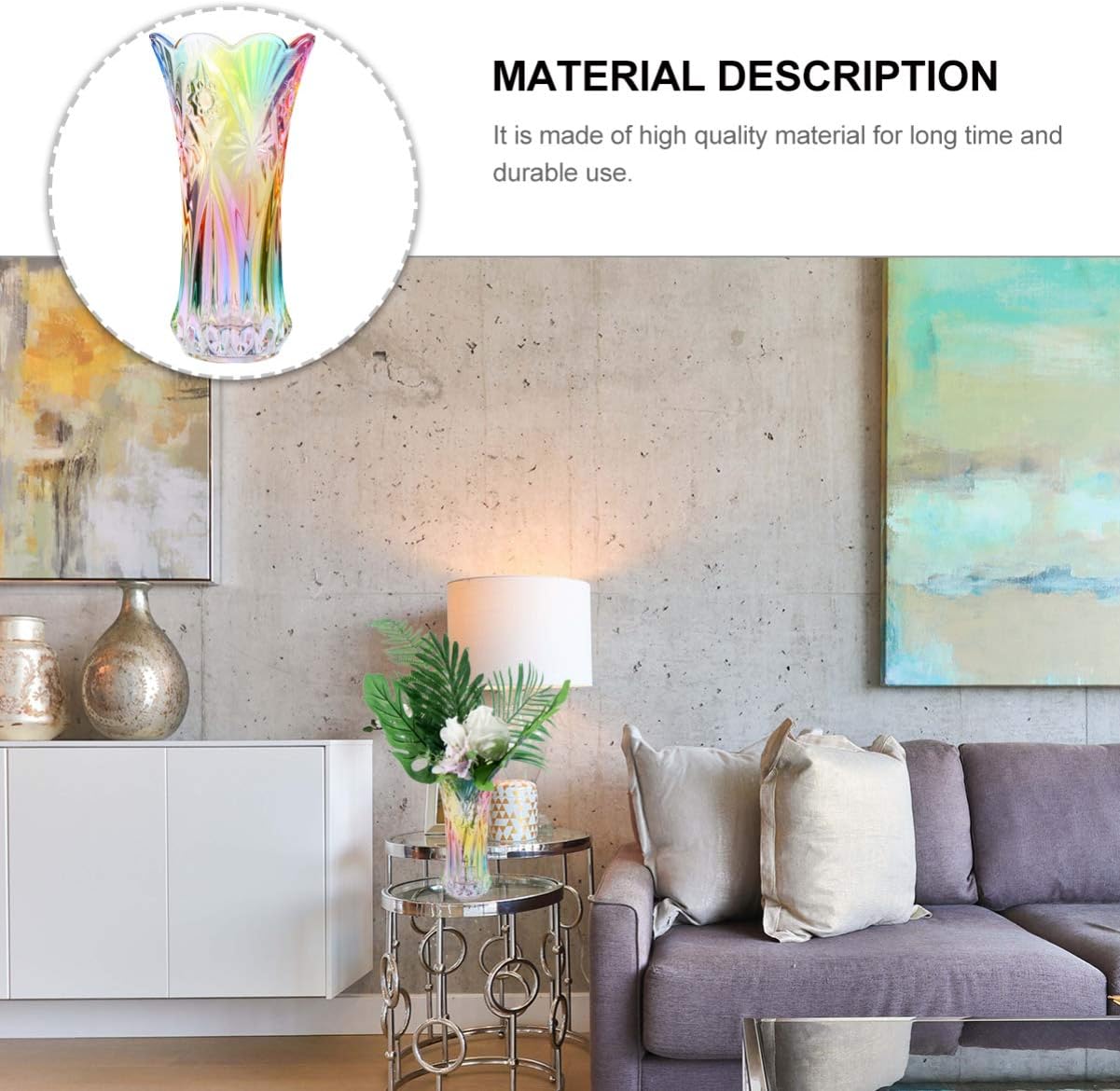 Crystal Glass Vase Decorative Colorful Rainbow Vase Flower Container for Home Office Wedding Dinner Table - Image 4