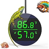 QZQ Reptile Thermometer and Humidity Gauge, Digital Display, Blue | LED Thermometer Hydrometer, Reptile Tank Accessories for Bearded Dragon, Crested Gecko, Snake, Lizard, USB Power Supply