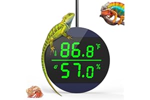 QZQ Reptile Thermometer and Humidity Gauge, LED Digital Thermometer Hydrometer, Reptile Tank Accessories for Bearded Dragon, Crested Gecko, Snake, Jumping Spider, Lizard, USB Power Supply (Blue)