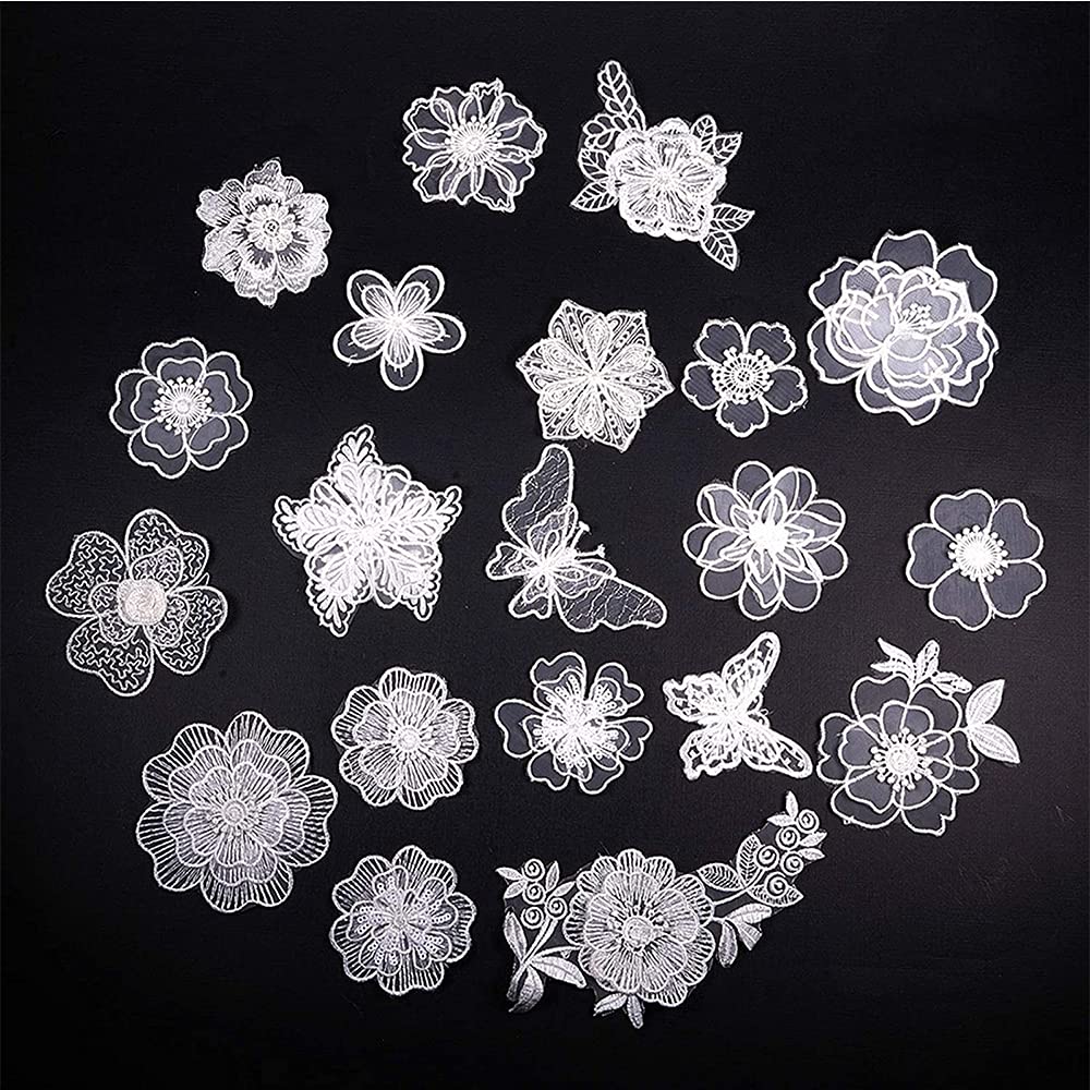 18 Pcs Embroidery Lace Flower Iron On Patches Appliques for Decoration,Floral Embroidery Applique,Repair of Clothing Backpacks Jeans Caps Shoes (Random style)