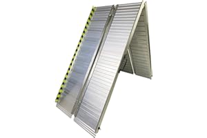 WINVI New Non-Skid Folding Wheelchair Ramp Utility Mobility Access Threshold Ramp Portable Aluminum Foldable Wheelchair Ramp for Home Steps Stairs Doorways Scooter (10 Foot)