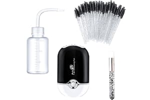 AREMOD Eyelash Extension Supplies with USB Mini Lash Dryer 50 Lash Shampoo Brush 1 Nose Blackhead Facial Cleaning Brush 1 Plastic Wash Bottle(Black)