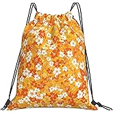 HEILIVIO Drawstring Bags Yellow Tiny Flower Backpack Bag Travel Beach Sport Gym Sack String Yoga Bag