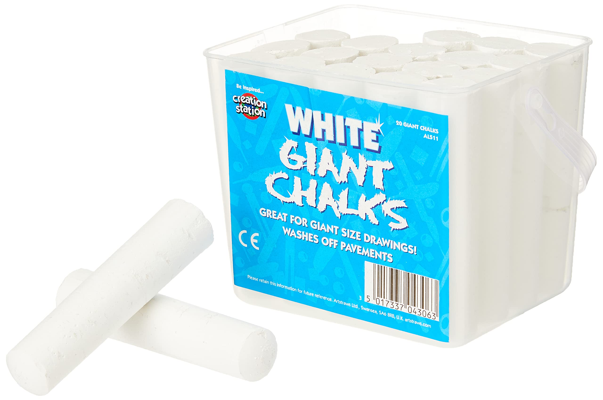 Playground Chunky Tub of 20 White Super Bright Chalks
