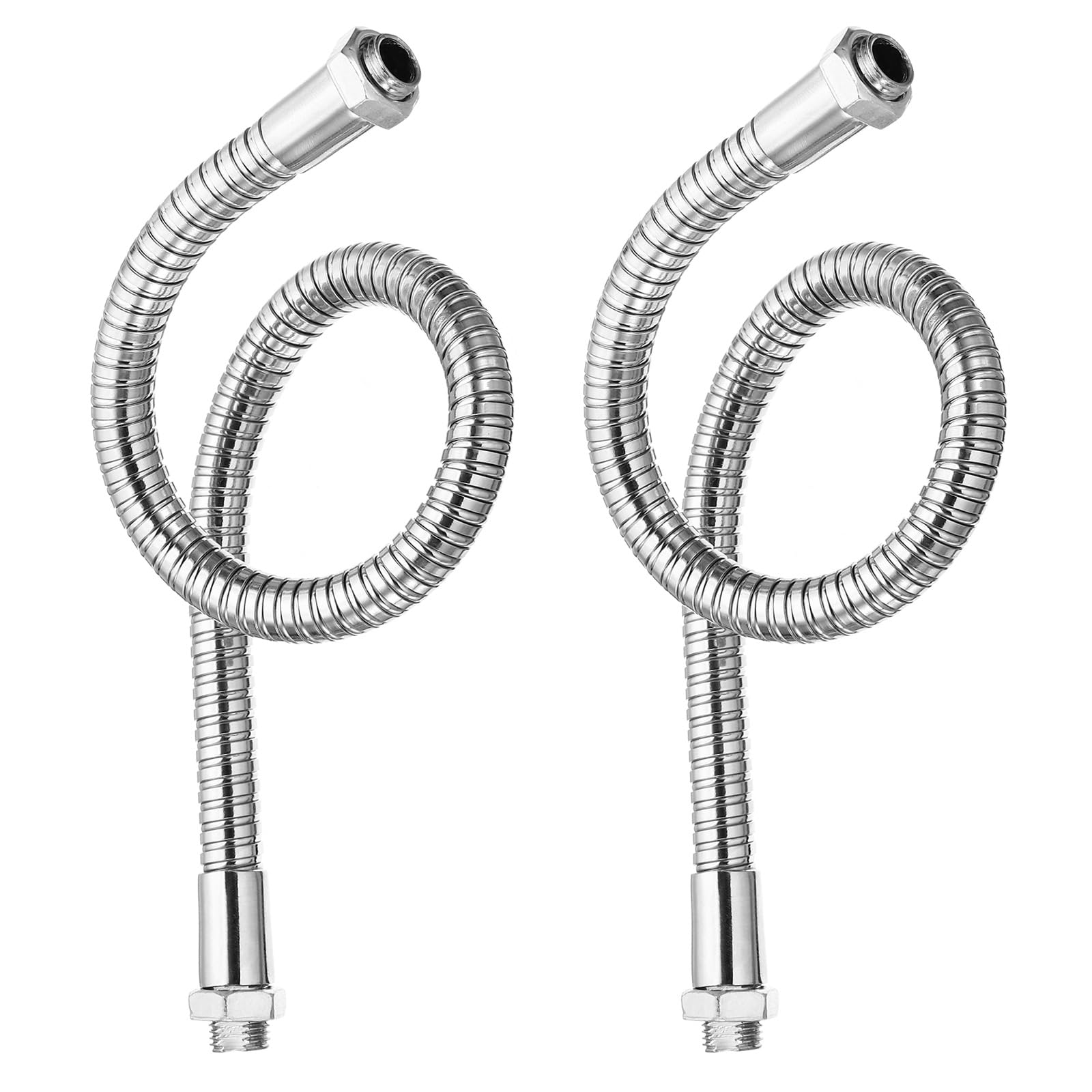 PATIKIL 13.8" Universal Gooseneck Hose, 2 Pcs M10 Fine Thread Bendable Metal Hose Flexible Arm Soft Tube Extension for Lamp, DIY Equipment, Silver Tone — image 1