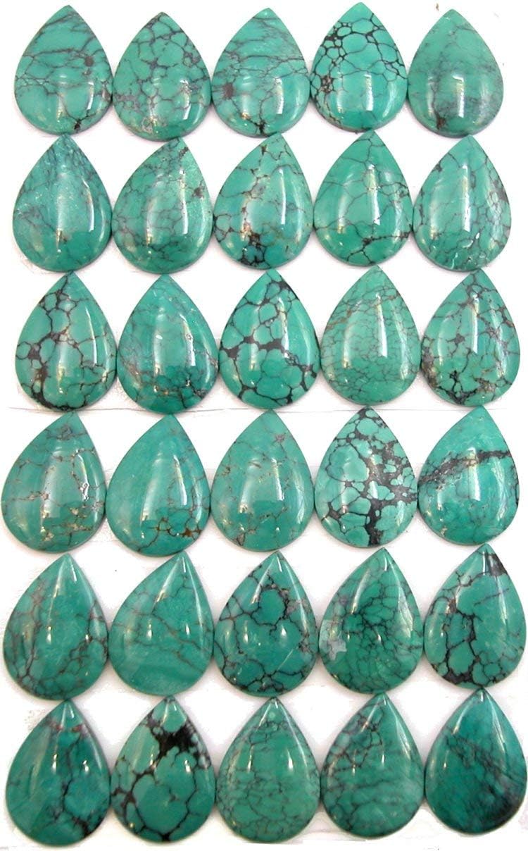 Genuine Turquoise 18x25mm Teardrop Calibrated Cabochon Stone