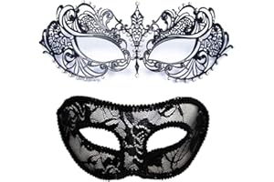 MYMENU Masquerade Mask for Couples Women Metal Rhinestone Venetian Party Evening Prom ball