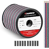 100ft RGBW LED Extension Cable 22 Gauge 5Pin 12V DC Electrical Wire 5 Colors 22AWG Wires with 10PCS shrinkable Tubes for RGBW 3528 5050 Led Strip Copper Clad Aluminum Copper Wire