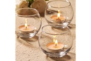 Volens 24PCS Clear Votive Candle Holders for Table Centerpieces, Round Glass Tealight Candle Holders Bulk for Wedding Decor and Home Decorations