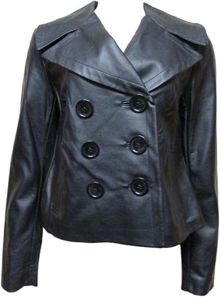 double breasted faux leather jacket
