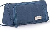 EASTHILL Large Pencil Case 21x11x8.5 cm Double Zip Blue High Capacity Storage view 1