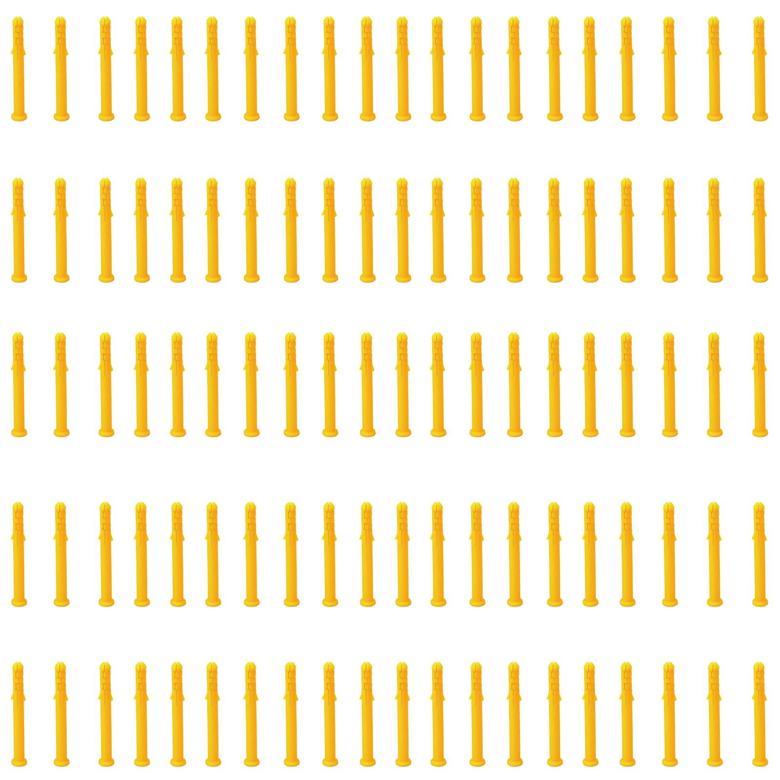 Leliafleury 100Pcs Yellow Plastic Wall Plugs M10*60mm Column Expansion Pipe Raw Plugs for Plasterboard, Hollow, Dry Walls