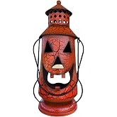 Clovers Garden Halloween Pumpkin Rustic Lantern with Handle 11.5