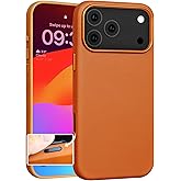 Rumwot for iPhone 17 Pro Max Leather Case with Ai Camera Control Button Compatible with Magsafe, Top Grain Leather, Slim Fit Shockproof, Metal Buttons & Camera Bump Frame Protective Cover Brown