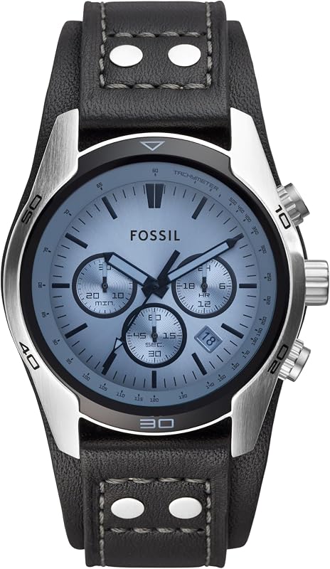 Fossil coachman relógio masculino movimento cronógrafo de quartzo 45mm caixa de aço inoxidável prata com pulseira de couro genuíno ch2564