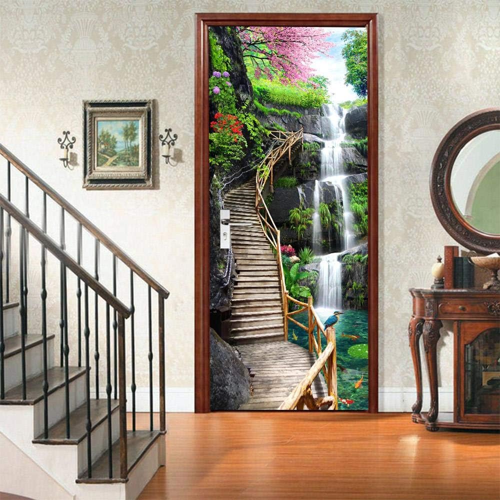 Autocollant Porte 3D Paysage Mer/neige/montagne - 90x200 Cm, PVC étanche, Auto-adhésif Et Amovible