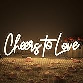 Lucunstar Cheers to Love Neon Sign Wedding Neon Sign Led Lights for Room Warm White Wall Decor Light Sign for Wedding USB Powered Sign Decor 16.5"X5.9"
