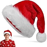 HCFGS Santa Hat,Christmas hats Adults,Unisex Velvet Comfort Extra Thicken Fur Xmas for New Year Festive Party Decoration
