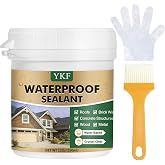 YKF Transparent Waterproof Sealant, 12 Fl Oz, Clear Water-Based Brush-On Coating for Roof Seams, Gutters, Walls, Window Sills and Bathroom Edges
